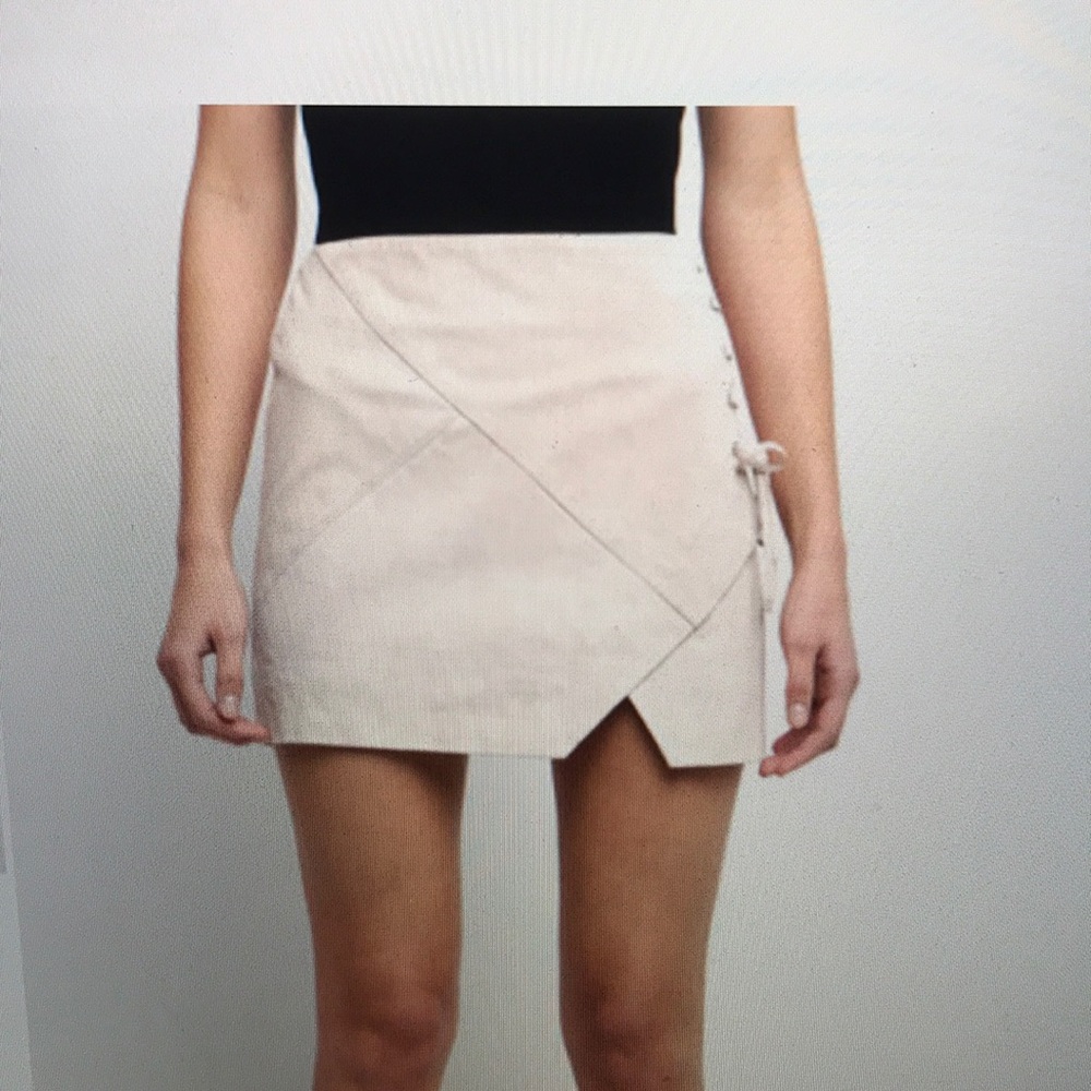 Blank NYC Suede Mini With Lace Up Detail- Ivory